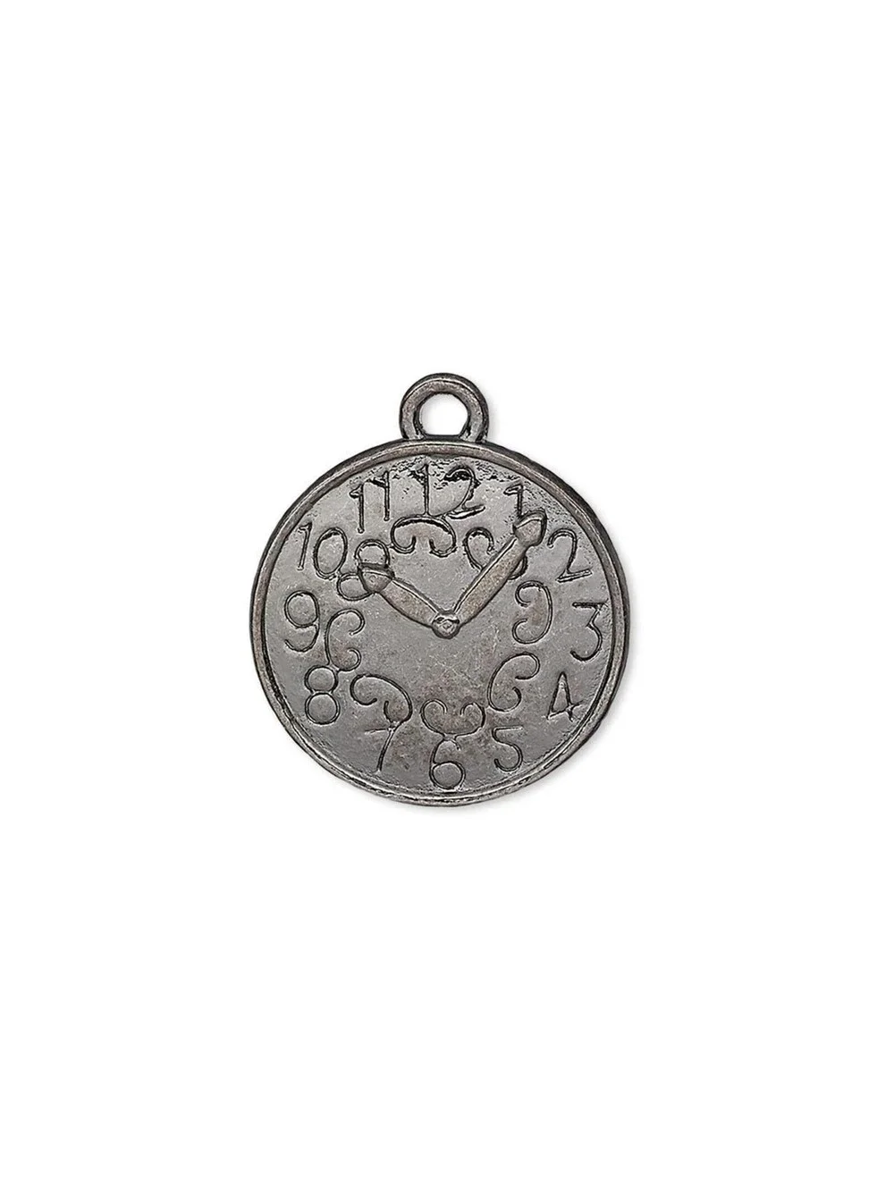 10 Gunmetal Black Pewter 18.5mm Domed Analog Clock Face Charms Pendants Bulk Lot